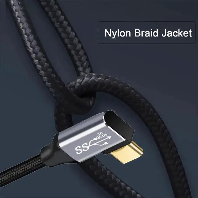 Alt view image 7 of 7 - AJMRTC 90 Degree Right Angled USBC Male to Male Cable 200cm, USB3.1 Gen2 10Gbps 100W Fast Charging Data Sync Cord for Laptops, Smartphones, Tablets and USBC Devices