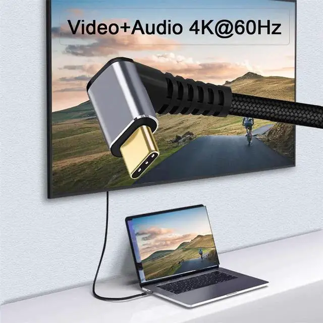 Alt view image 4 of 7 - AJMRTC 90 Degree UpDown Angled USBC Male to Male Cable 200CM, USB3.1 Gen2 10Gbps 100W PD Fast Charging Data Sync Cord for Laptops, Smartphones, Tablets USBC Devices