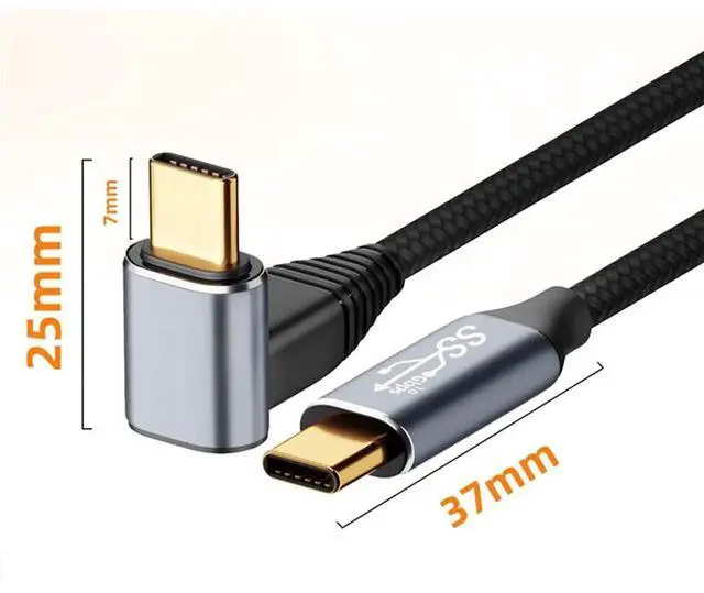 Alt view image 5 of 7 - AJMRTC 90 Degree UpDown Angled USBC Male to Male Cable 200CM, USB3.1 Gen2 10Gbps 100W PD Fast Charging Data Sync Cord for Laptops, Smartphones, Tablets USBC Devices