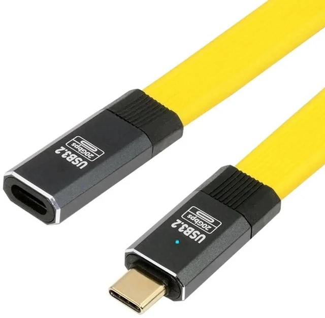 Main image of AJMRTC USB4 TypeC Male to Female Flat Slim FPC Extension Cable 20cm, 20Gbps 100W PD Fast Charging, 8K 5K Video Output, Compatible with Thunderbolt 3 / Thunderbolt 4 for Laptops and Docking Stations