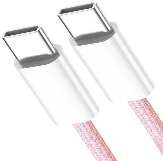 Main image of AJMRTC USBC Male to Male PD Charging Cable 1M, Pink Woven Sleeve, Max 27W65W Power Delivery, USB2.0 480Mbps Data Sync Cord for Smartphones, Tablets and USBC Laptops