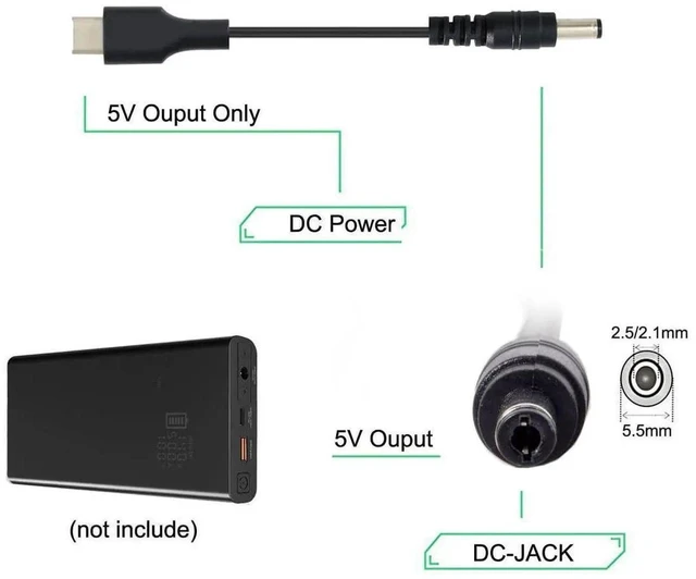 Alt view image 5 of 7 - AJMRTC USBC Male to DC 5.5*2.5mm Barrel Plug Power Cable 20cm, Fixed DC 5V PowerOnly Charging Cord with Builtin 5.1K Resistor, Compatible for Air Pro and 5V DCPowered Gadgets