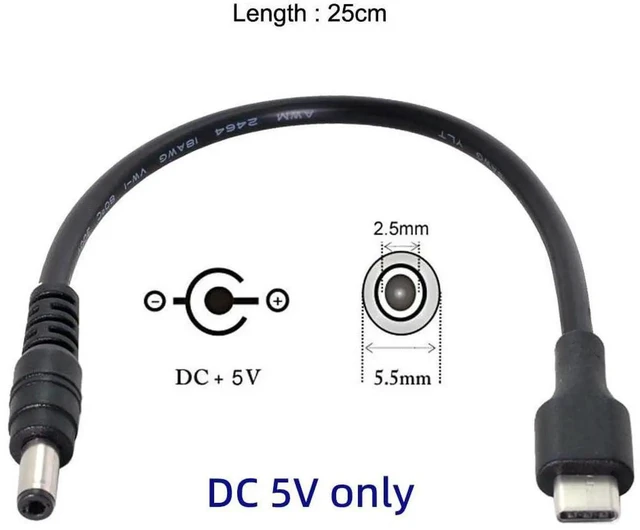 Alt view image 7 of 7 - AJMRTC USBC Male to DC 5.5*2.5mm Barrel Plug Power Cable 20cm, Fixed DC 5V PowerOnly Charging Cord with Builtin 5.1K Resistor, Compatible for Air Pro and 5V DCPowered Gadgets