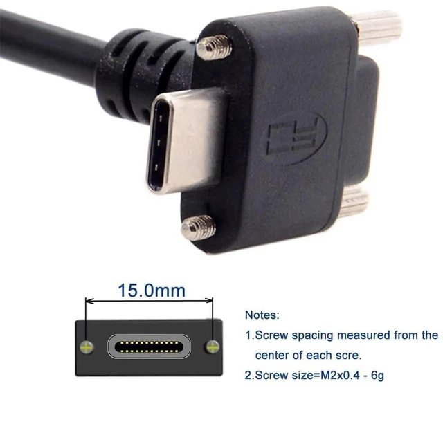 Alt view image 6 of 7 - AJMRTC 90Degree UpDown Angled Screw Locking USBC to USB 3.0 Cable, 5Gbps HighSpeed Data Transfer, 30CM Short Cord for VR Headsets, Industrial Cameras, Laptops, Panel Mount Secure Connection