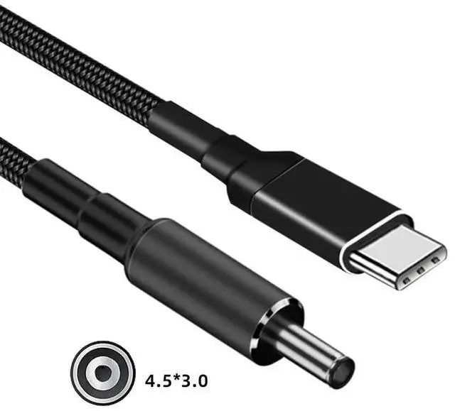 Alt view image 3 of 7 - AJMRTC USBC PD to DC 4.5*3.0mm Power Cable, 100W 20V Input 65W Output QC PD Fast Charging Cord, 1.8M TypeC Power Supply Converter Cable for DELL Laptops with DC 4.5×3.0mm Barrel Jack