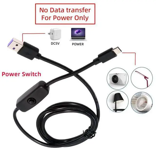Alt view image 6 of 7 - AJMRTC USBC to USBA Cable with OnOff Power Switch Button, USB 2.0 TypeC Power Cord, Manual Control Switch Cable for 5V DC Desk Lamps, Mini Fans, Cameras and Other USBC Powered Small Devices