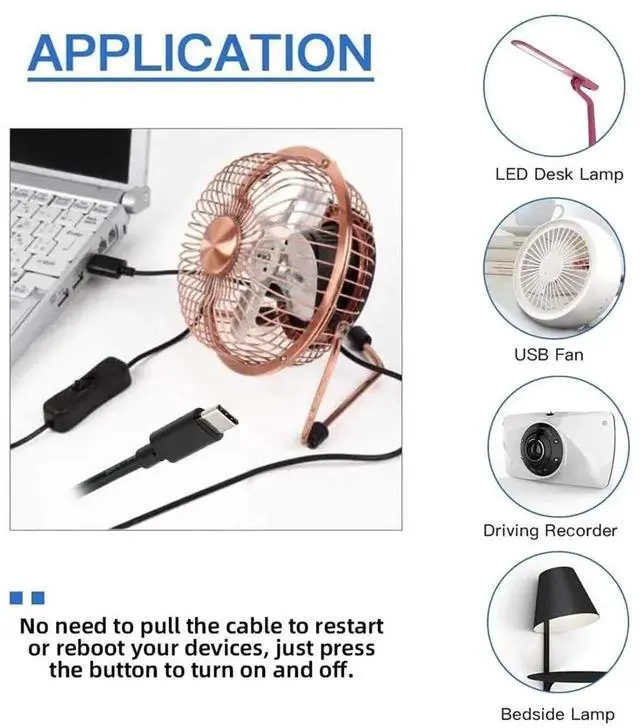 Alt view image 3 of 7 - AJMRTC USBC to USBA Cable with OnOff Power Switch Button, USB 2.0 TypeC Power Cord, Manual Control Switch Cable for 5V DC Desk Lamps, Mini Fans, Cameras and Other USBC Powered Small Devices