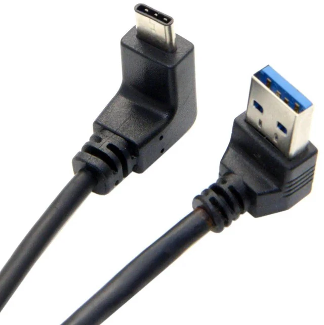 Alt view image 6 of 7 - AJMRTC USB 3.1 Reversible Angled USBC to 90 Degree Up Angled USBA Male to Male Data Cable, 10Gbps HighSpeed Transfer Cord 100CM for Smartphones, Tablets and USBA & TypeC Enabled Devices