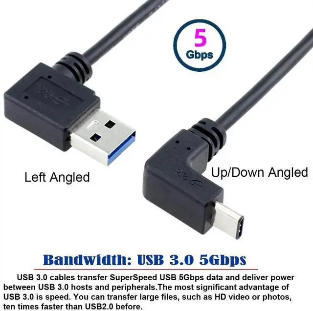 Alt view image 2 of 7 - AJMRTC USB 3.1 UpDown Angled USBC to 90 Degree Left Angled USBA Male to Male Data Cable, 10Gbps HighSpeed Sync Cord 100CM for Smartphones, Tablets, USBC & USBA Interface Devices
