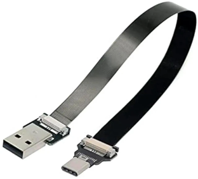 Main image of AJMRTC USB 2.0 Flat Slim FPC Cable, TypeA Male to USBC Male 480Mbps Data Transfer Flexible Thin Wire 200CM for FPV Drones, External Hard Drives, Smartphones, Gimbal and Compact Embedded Projects
