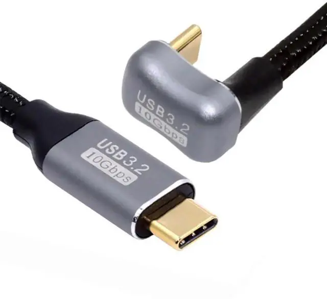 Main image of AJMRTC 100cm Opposite UShape Back Angled USBC 3.1 Male to Male Extension Cable, 10Gbps Data 100W Power Delivery Charging Cord with Protective Sleeve for Laptops, Phones, Docking Stations & Compact