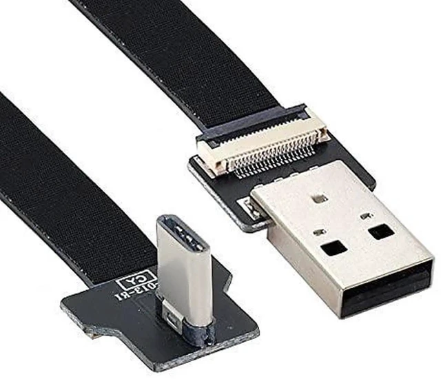 Alt view image 2 of 7 - AJMRTC 50cm Right Angled USB 2.0 TypeA Male to USBC Male Flat Slim FPC Ribbon Data Cable, 90 Degree Flexible Flat Sync Cord for FPV Drone, External Disk, Smartphones & SpaceLimited Installations