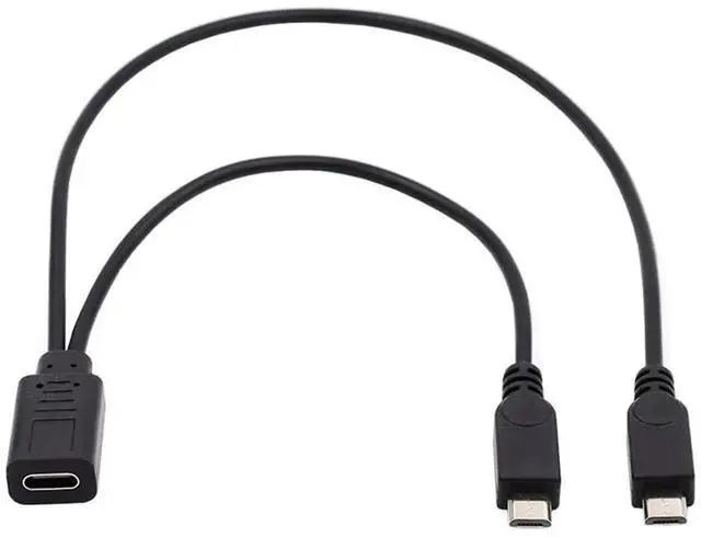 Alt view image 4 of 7 - AJMRTC TypeC USBC Female DC 5V to Dual Micro USB 5Pin Male Splitter Extension Charging Cable, YShape Power Supply Cord for MultiDevice Simultaneous Charging