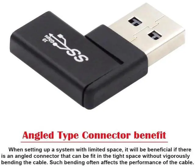 Alt view image 4 of 7 - AJMRTC 90 Degree Horizontal Right Angled USBC Female to USBA Male USB 3.0 Flat Adapter Cable, Right Angle Data & Charging Cord for Laptops, Desktops and USBC Peripherals