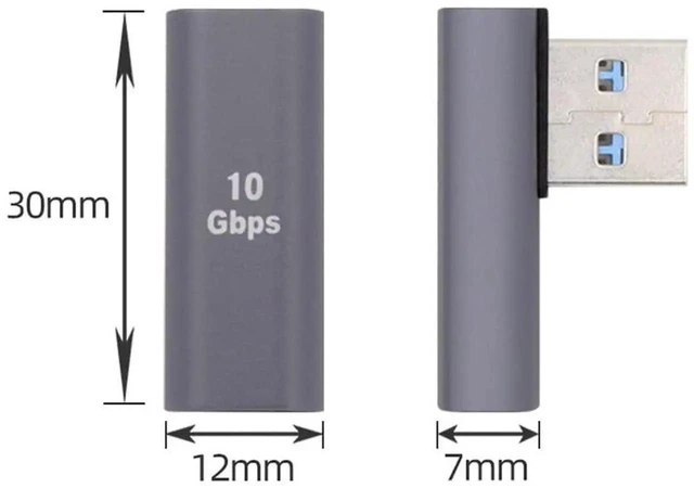 Alt view image 3 of 7 - AJMRTC 90 Degree Left Angled LowProfile USBC Female to USB 3.0 TypeA Male Adapter Cable, HighSpeed Data & Charging Cord for Laptops, Desktops and USBC Accessories