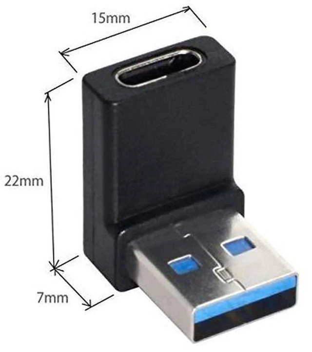 Alt view image 3 of 4 - AJMRTC 90 Degree Down Angled USBC Female to USB 3.0 TypeA Male Adapter Cable, 5Gbps HighSpeed Data & Charging Cord for Laptops, Desktops and USBC Supported Peripherals