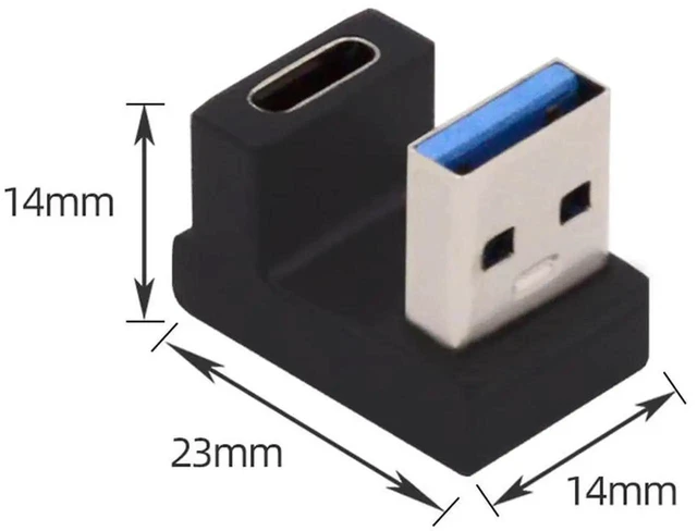 Alt view image 7 of 7 - AJMRTC UShape Opposite Back Angled USBC Female to USB 3.0 A Male Adapter, 5Gbps Data & 3A Charging OTG Connector for Laptops, Desktops, USBA Host Port SpaceSaving Connection