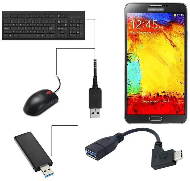 Alt view image 5 of 7 - AJMRTC Opposite UShape Back Angled USBC Male to USB 3.0 A Female OTG Cable 30CM, USB3.1 Gen2 10Gbps Data Transfer Power Cord for Laptops, Smartphones, Tablets USBA Peripherals