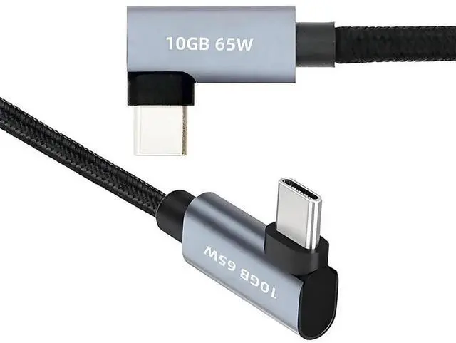 Main image of AJMRTC 10Gbps USBC to USBC Cable 60CM, Dual 90 Degree Right Angle TypeC Male to Male Cord, 4K Video Output & PD 65W Fast Charging Data Cable for Laptops, Tablets, Smart Phones, Monitors