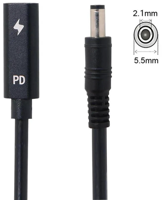 Alt view image 5 of 7 - AJMRTC USBC Female Input to DC 5.5x2.1mm PD Charging Power Cable, PD Trigger Converter Cable Output 1820V for Legacy Laptops, Use USBC PD Charger to Power DCPort Notebook Computers