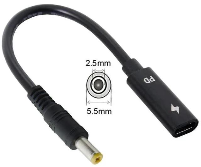 Alt view image 7 of 7 - AJMRTC USBC Female Input to DC 5.5x2.5mm PD Charging Power Cable 20CM, PD Trigger Converter Cord Output 1820V for Legacy Laptops, Power DCPort Notebooks with USBC PD Wall Chargers