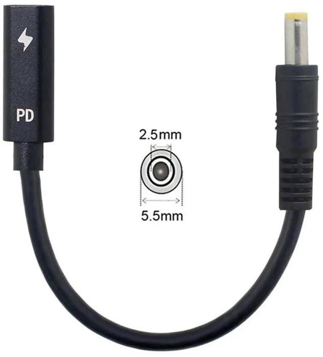Alt view image 3 of 7 - AJMRTC USBC Female Input to DC 5.5x2.5mm PD Charging Power Cable 20CM, PD Trigger Converter Cord Output 1820V for Legacy Laptops, Power DCPort Notebooks with USBC PD Wall Chargers
