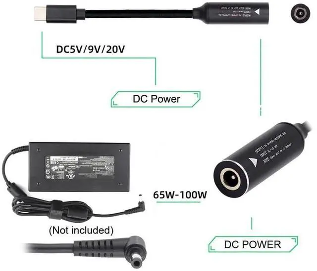 Alt view image 2 of 7 - AJMRTC DC Jack 7.9x5.4mm Input to USBC Power Plug Charging Cable, PD Trigger DC to TypeC Cord Supports 5V 9V 20V Output for Laptops, Smart Phones, USBC Powered Electronic Devices Power Supply