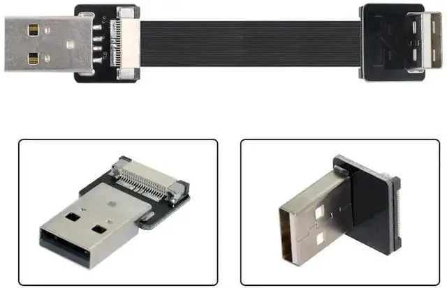 Alt view image 6 of 7 - AJMRTC 0.2M USB 2.0 Flat Ribbon Flex Cable, 90 Degree Down Angled Male to Male Extension Cord, HighSpeed Data Transfer & Charging Slim Flexible Adapter Cable for Laptops, Desktops, Compact Device Con