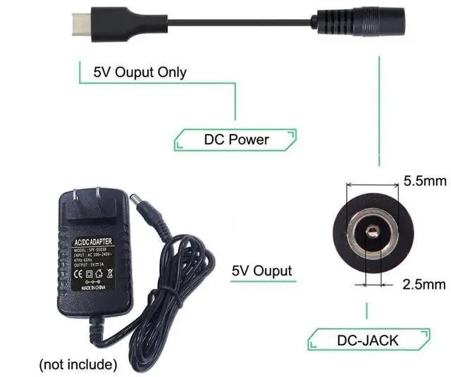 Alt view image 4 of 7 - AJMRTC USB 3.1 TypeC to DC 5V 5.5x2.5mm Power Jack Extension Charging Cable, USBC Male to DC Barrel Power Cord for 5V Powered Cell Phones, Tablets, Small Electronic Devices Power Supply