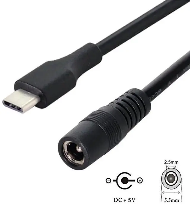 Alt view image 2 of 7 - AJMRTC USB 3.1 TypeC to DC 5V 5.5x2.5mm Power Jack Extension Charging Cable, USBC Male to DC Barrel Power Cord for 5V Powered Cell Phones, Tablets, Small Electronic Devices Power Supply