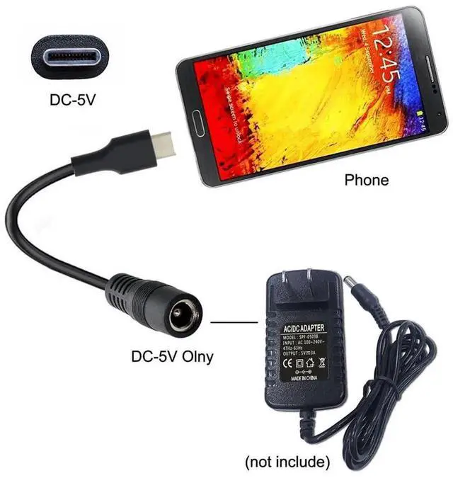 Alt view image 6 of 7 - AJMRTC USB 3.1 TypeC to DC 5V 5.5x2.5mm Power Jack Extension Charging Cable, USBC Male to DC Barrel Power Cord for 5V Powered Cell Phones, Tablets, Small Electronic Devices Power Supply
