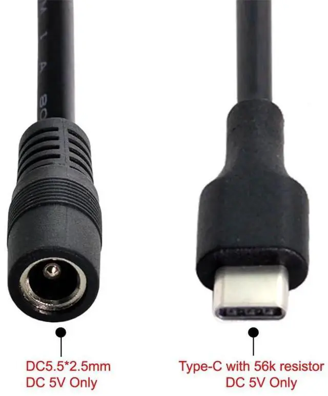 Alt view image 3 of 7 - AJMRTC USB 3.1 TypeC to DC 5V 5.5x2.5mm Power Jack Extension Charging Cable, USBC Male to DC Barrel Power Cord for 5V Powered Cell Phones, Tablets, Small Electronic Devices Power Supply