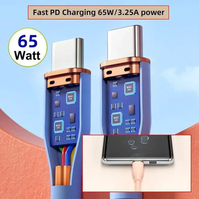 Alt view image 7 of 7 - AJMRTC USBC to USBC Cable 1M White, 65W PD Fast Charging, 480Mbps USB2.0 Data Sync, UltraSoft HighFlex Male to Male TypeC Cord for Phones, Tablets, Laptops, Power Banks USBC Devices