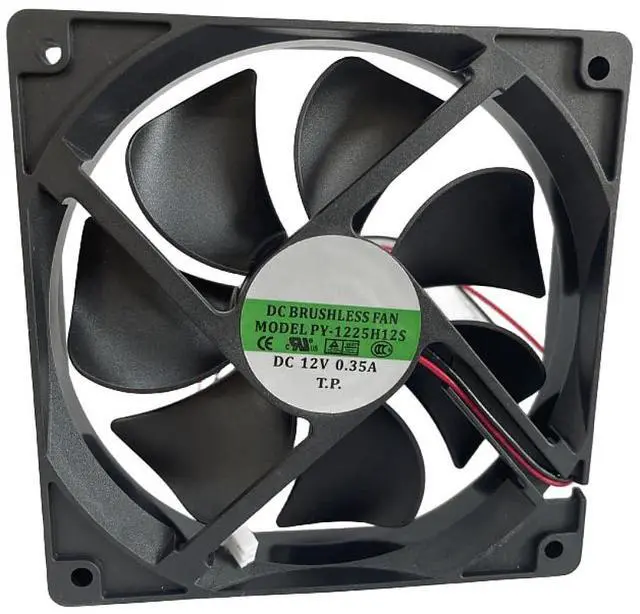 Alt view image 6 of 7 - PY-1225H12S DC Brushless 12V 0.35A 120x120x25mm 12025 2Wire HighAirflow Axial Fan, Replacement 120mm Fan for Ice Maker, Incubator, PC Case, Industrial Cabinet