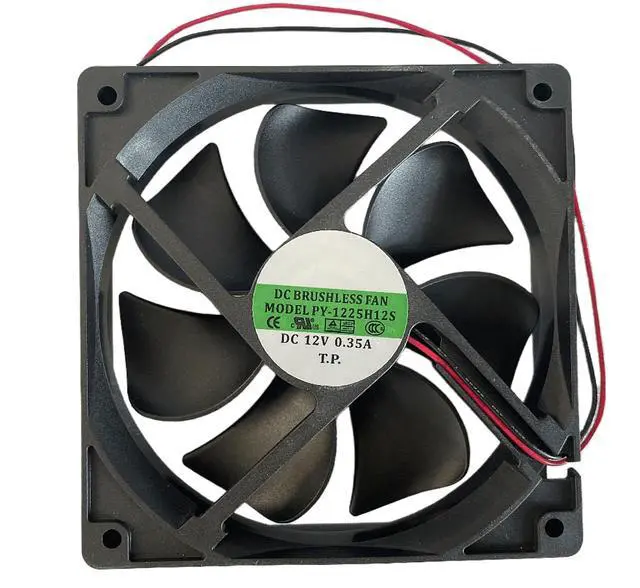 Alt view image 4 of 7 - PY-1225H12S DC Brushless 12V 0.35A 120x120x25mm 12025 2Wire HighAirflow Axial Fan, Replacement 120mm Fan for Ice Maker, Incubator, PC Case, Industrial Cabinet
