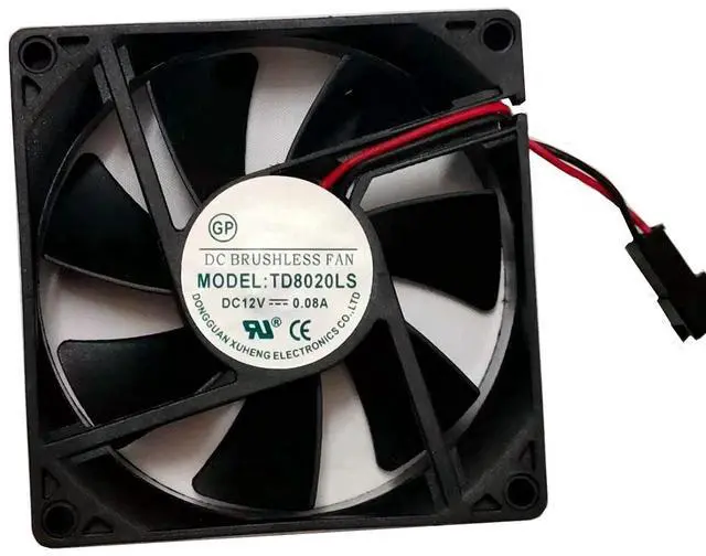 Alt view image 4 of 4 - TD8020LS DC Brushless 12V 0.08A 80x80x20mm 8020 2Wire Silent Axial Fan, Replacement 80mm Fan for Water Dispenser, Mini Refrigerator, Beverage Cooler, Industrial Cabinet