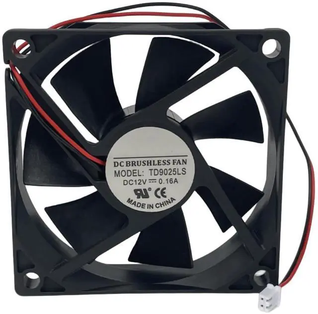 Main image of TD9025LS DC Brushless 12V 0.16A 90x90x25mm 9025 2Wire Hydraulic Bearing Silent Fan, Replacement 90mm Fan for Wine Cooler, Hotel Refrigerator, Industrial Cabinet Power Supply