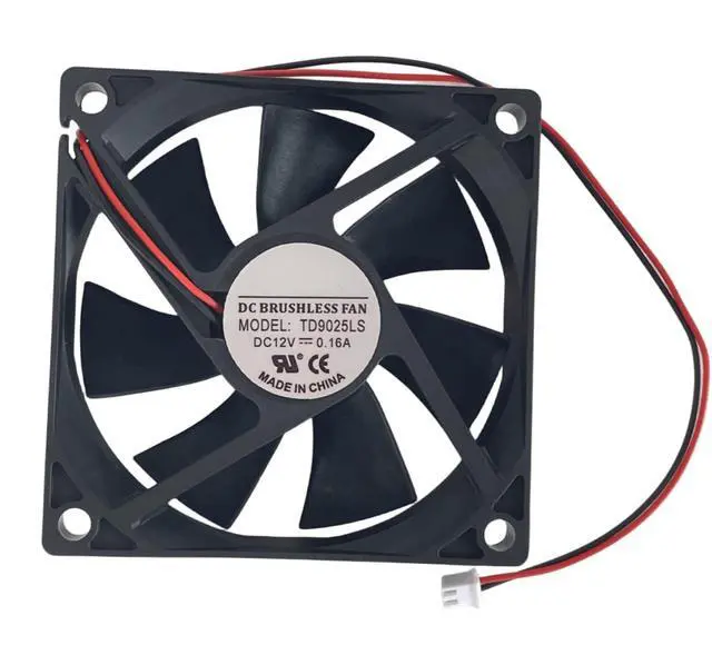 Alt view image 4 of 7 - TD9025LS DC Brushless 12V 0.16A 90x90x25mm 9025 2Wire Hydraulic Bearing Silent Fan, Replacement 90mm Fan for Wine Cooler, Hotel Refrigerator, Industrial Cabinet Power Supply