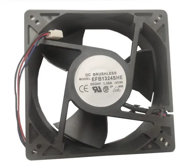 Main image of EFB1324SHE DC Brushless 24V 1.38A 127x127x38mm 12738 3Wire BallBearing Fan, Delta Compatible Replacement Fan for Inverter, Server, Industrial Cabinet Servo Drive