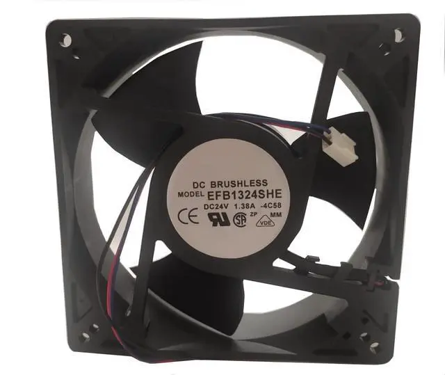 Alt view image 3 of 3 - EFB1324SHE DC Brushless 24V 1.38A 127x127x38mm 12738 3Wire BallBearing Fan, Delta Compatible Replacement Fan for Inverter, Server, Industrial Cabinet Servo Drive