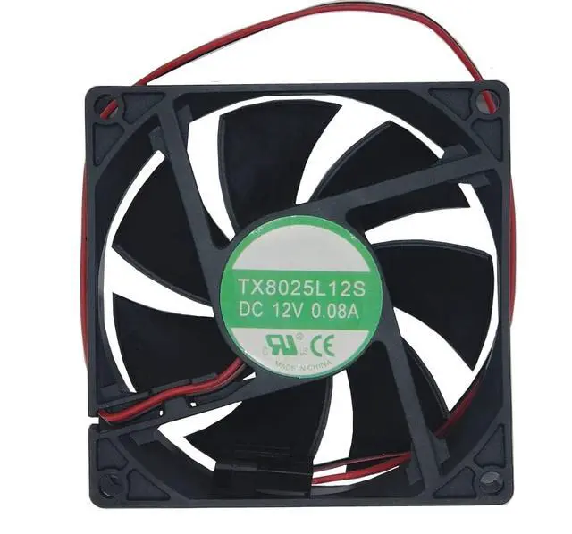 Alt view image 3 of 3 - TX8025L12S DC Brushless 12V 0.08A 80x80x25mm 8025 2Wire SleeveBearing Silent Fan, Replacement 80mm Fan for Wine Cooler, MiniFridge, NAS Power Supply Cabinet