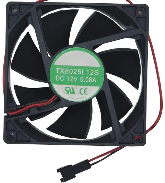 Main image of TX8025L12S DC Brushless 12V 0.08A 80x80x25mm 8025 2Wire SleeveBearing Silent Fan, Replacement 80mm Fan for Wine Cooler, MiniFridge, NAS Power Supply Cabinet