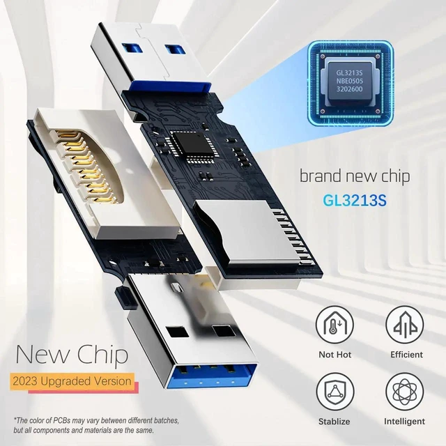 Alt view image 7 of 7 - AJMRTC USB3.0 2in1 DualSlot SD TF Card Reader 3Pack Black, 5Gbps SuperSpeed UHSI Memory Card Reader Adapter, Simultaneous Read for Camera Drone GoPro Laptop PC, Supports SDXC SDHC Micro SD MMC RS