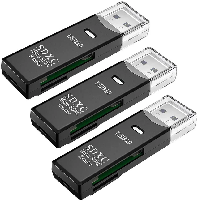 Main image of AJMRTC USB3.0 2in1 DualSlot SD TF Card Reader 3Pack Black, 5Gbps SuperSpeed UHSI Memory Card Reader Adapter, Simultaneous Read for Camera Drone GoPro Laptop PC, Supports SDXC SDHC Micro SD MMC RS