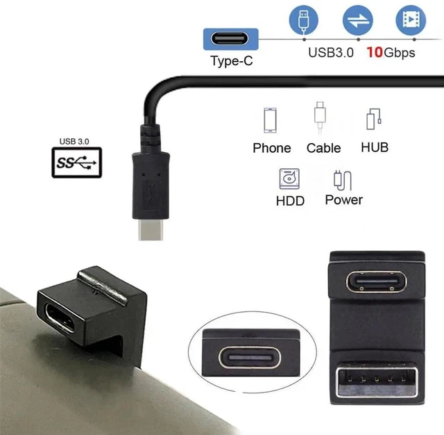 Alt view image 2 of 7 - AJMRTC Up Opposite UShape Back Angled USBC Female to USBA Male Adapter, USB 3.0 TypeC Converter, Data Sync & Charging Connector for Laptop, Desktop, Phone and USBC Peripherals