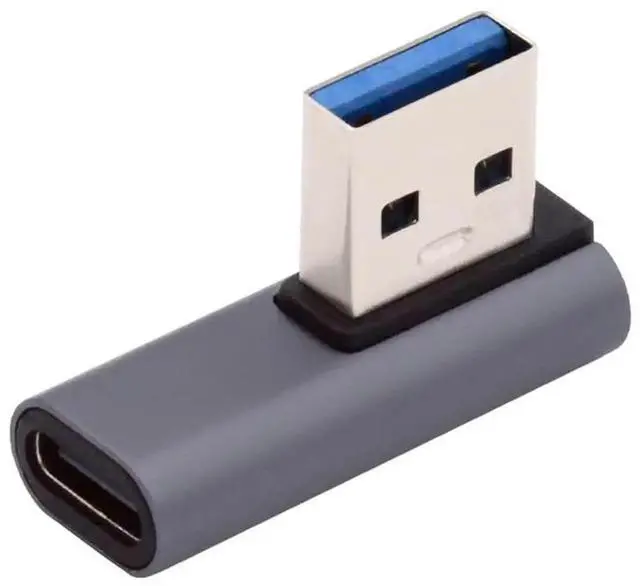 Main image of AJMRTC 90 Degree Left Angled LowProfile USBC Female to USBA Male Adapter, USB 3.0 TypeC Converter, Data Sync & Charging Connector for Laptop, Desktop, Phone and USBC Peripherals