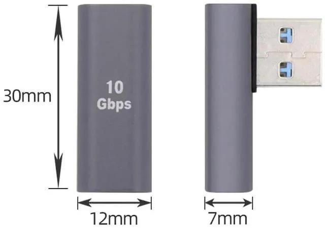 Alt view image 2 of 7 - AJMRTC 90 Degree Left Angled LowProfile USBC Female to USBA Male Adapter, USB 3.0 TypeC Converter, Data Sync & Charging Connector for Laptop, Desktop, Phone and USBC Peripherals