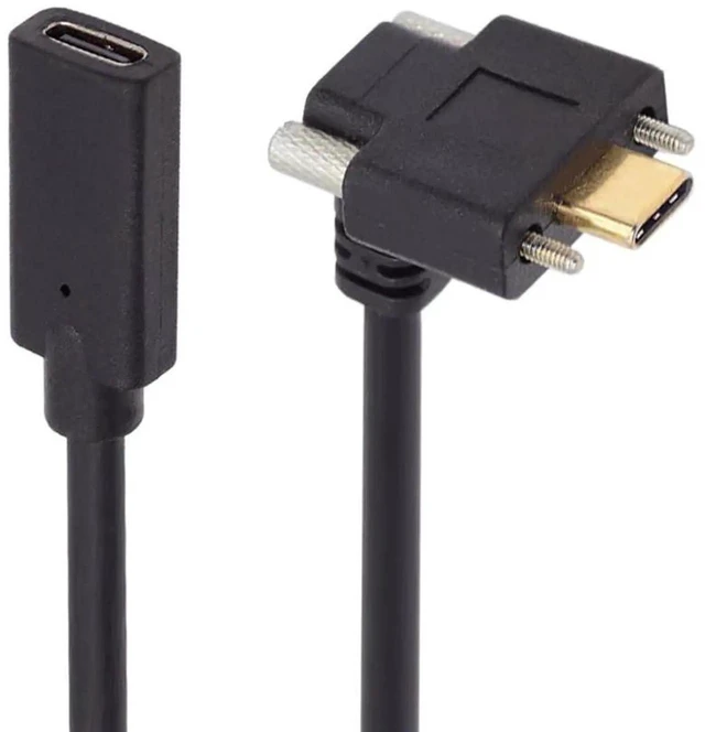 Main image of AJMRTC Up Angled ScrewLocking USBC Male to Female Extension Cable, USB3.1 Gen2 10Gbps HighSpeed Data Cord for Realsense Camera, VR Quest Link, Industrial Vision Devices and USBC Host Equipment