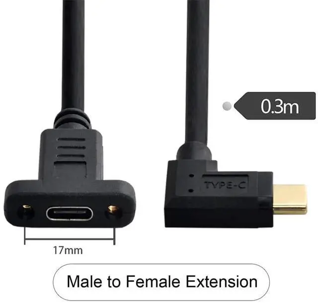 Alt view image 7 of 7 - AJMRTC 90Degree Left & Right Angled USBC Male to Female Extension Cable, USB3.1 Gen2 10Gbps HighSpeed Data Extender Cord, 30CM for Laptops, Phones, Docking Stations and USBC Peripherals