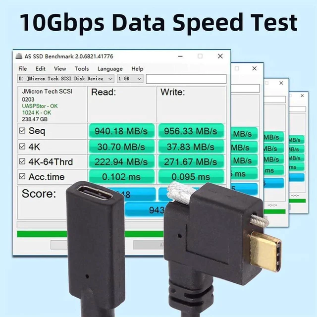 Alt view image 4 of 7 - AJMRTC RightAngled ScrewLocking USBC Male to Female Extension Cable, USB3.1 Gen2 10Gbps HighSpeed Data Cord for Realsense Camera, VR Quest Link, Industrial Vision and USBC Host Equipment